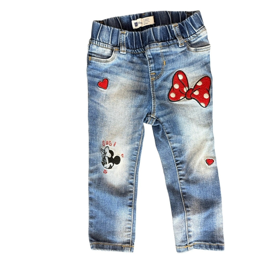 BABY GAP DISNEY‎ MINNIE MOUSE DENIM JEANS ELASTIC WAISTBAND TODDLER 2 YEARS